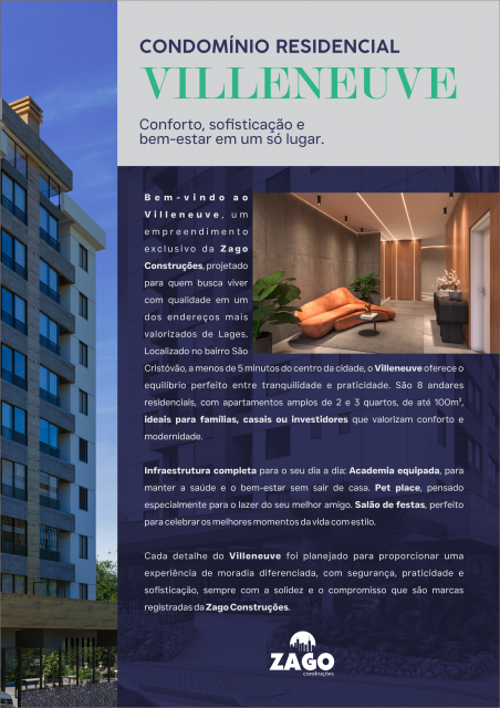 Apartamento 02 dormitórios (01 suíte)- Residencial Villeneuve 